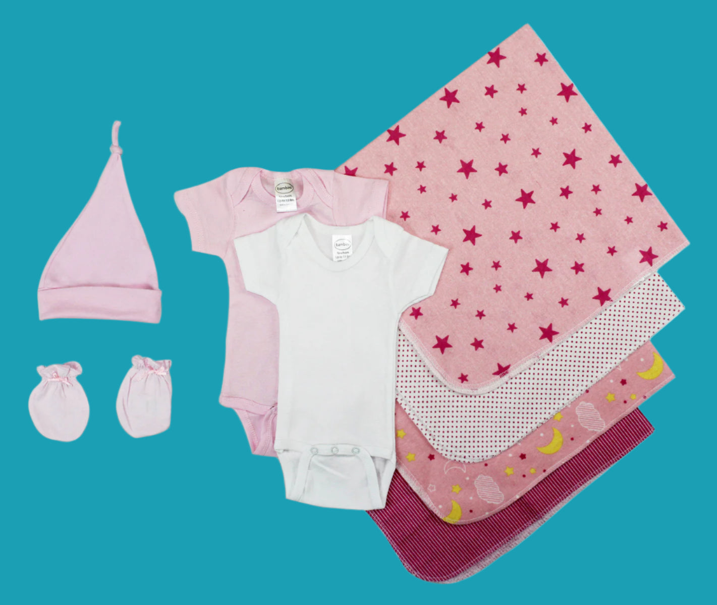 Essential Newborn Baby Girl 8-Piece Layette Set | Soft & Cozy Baby Clothes Gift 🎀👶💖