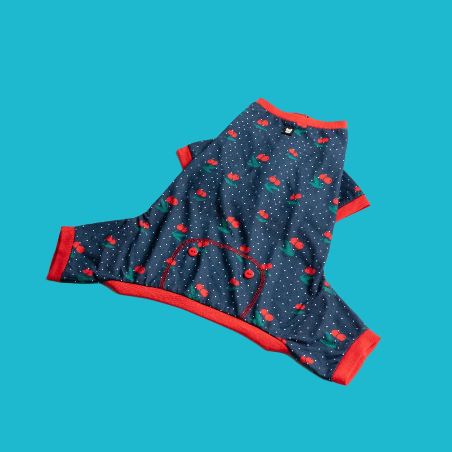 🍒 Cherry Fruit Dog Pajamas – Soft & Cozy Velcro Onesie for Pets 🐶