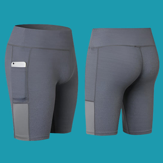 All Seasons Stretchable Yoga Shorts with Phone Pocket – Comfortable & Versatile Activewear🧘‍♀️📱