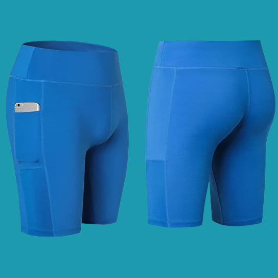 All Seasons Stretchable Yoga Shorts with Phone Pocket – Comfortable & Versatile Activewear🧘‍♀️📱