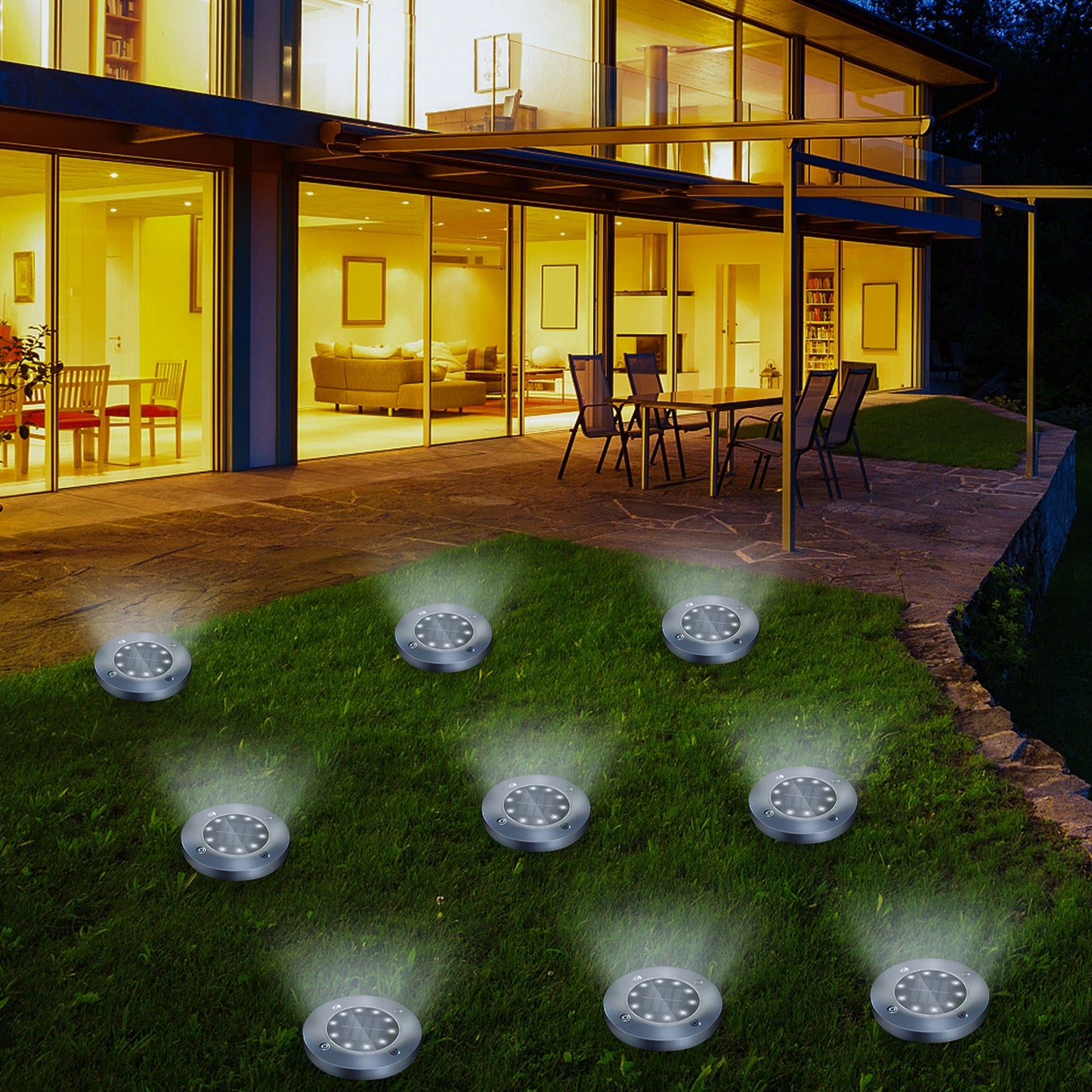 ☀️ 4/8 LED Solar Powered Ground Lights for Outdoor Pathway & Garden 🌿✨