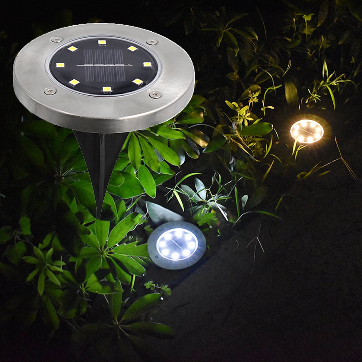 ☀️ 4/8 LED Solar Powered Ground Lights for Outdoor Pathway & Garden 🌿✨