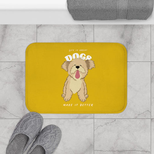 🐾 Life is Great, Dogs Make it Better Bath Mat – Cozy & Inspirational Mat for Dog Lovers 🛁