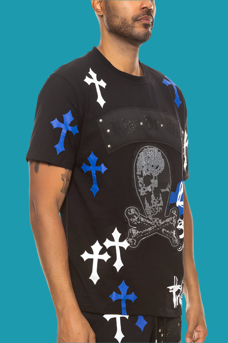 💀 Bejewelled Chrome Skull T-Shirt: Bold, Edgy & Electrifying Style