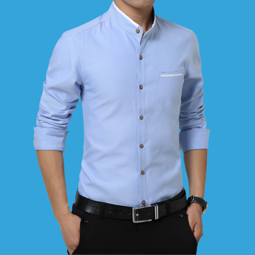 "👔 Stylish Men's Mandarin Collar Shirt – Sophistication Meets Comfort