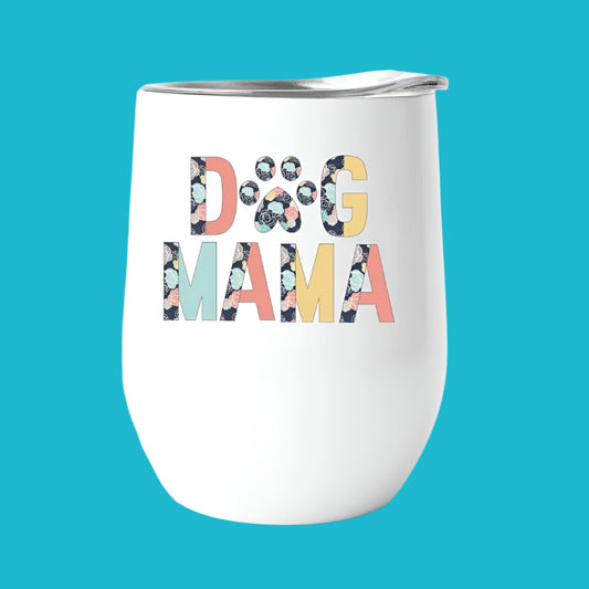 🌸 DOG MAMA Floral Print 12oz Travel Tumbler – Stylish & Convenient for On-the-Go Pet Lovers 🐾