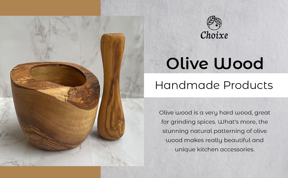 🌿 Olive Wood Rustic Mortar & Pestle: Timeless Kitchen Elegance 🪵