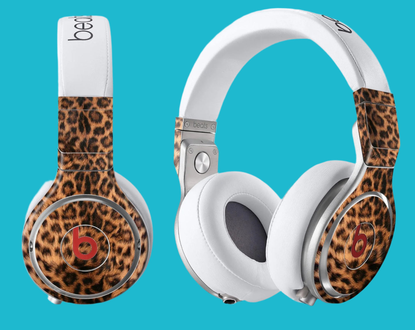 🎧 Mirrored Leopard Hide – Full Body Skin Decal Wrap Kit for Beats by Dre 🐆✨