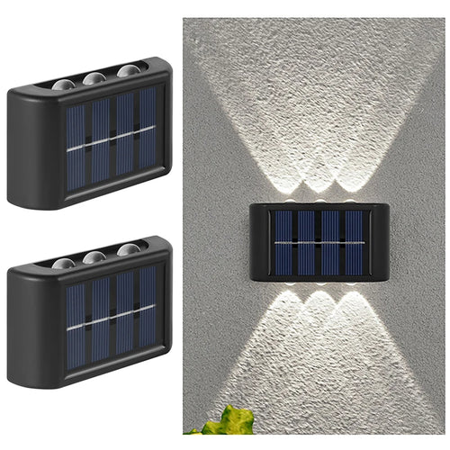 "🌞 6LED Solar Wall Lights – Waterproof Outdoor Up & Down Ambient Lamp 💡"