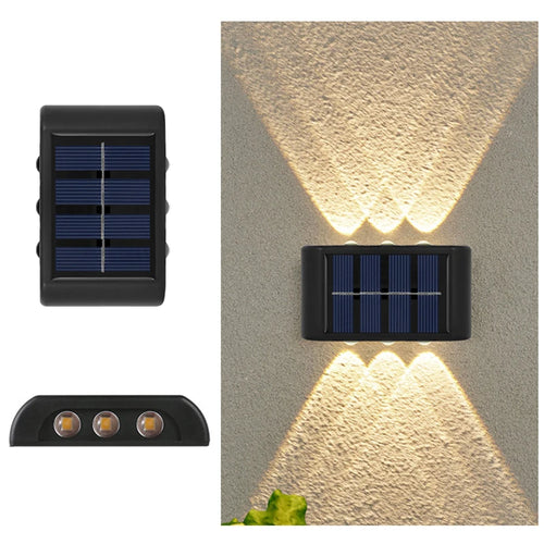 "🌞 6LED Solar Wall Lights – Waterproof Outdoor Up & Down Ambient Lamp 💡"