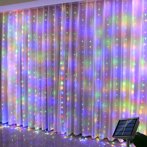 Solar Curtain Lights – Waterproof Outdoor Fairy String Garland for Magical Decor