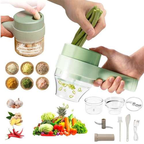 Portable 4-in-1 Electric Vegetable Slicer – Handheld Food Cutter & Chopper🥕🔪