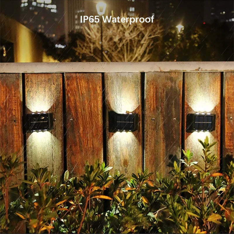 "🌞 6LED Solar Wall Lights – Waterproof Outdoor Up & Down Ambient Lamp 💡"