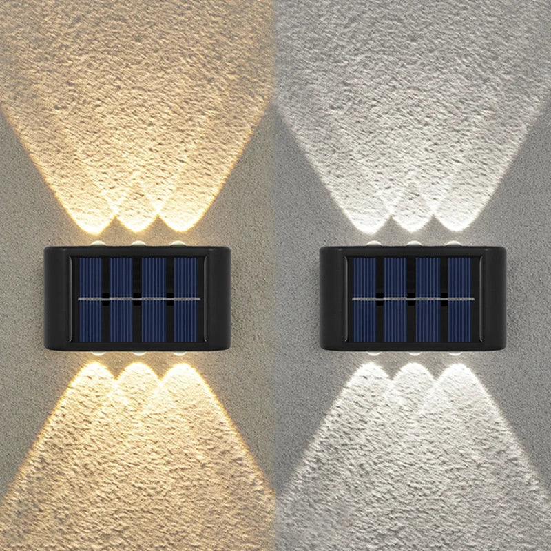 "🌞 6LED Solar Wall Lights – Waterproof Outdoor Up & Down Ambient Lamp 💡"