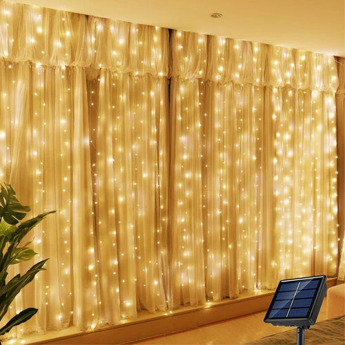 Solar Curtain Lights – Waterproof Outdoor Fairy String Garland for Magical Decor