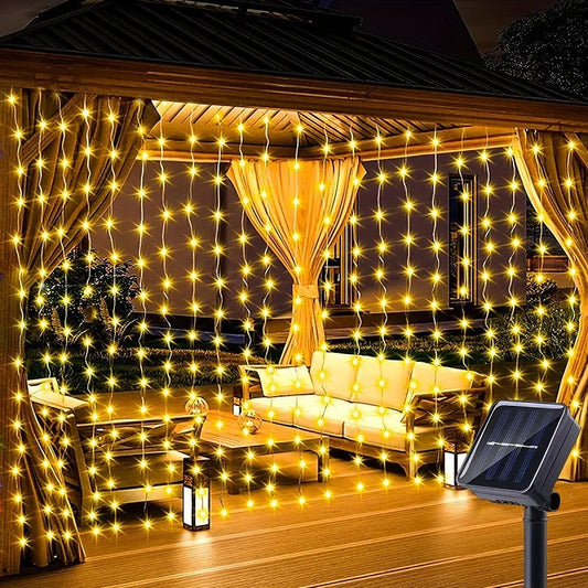 Solar Curtain Lights – Waterproof Outdoor Fairy String Garland for Magical Decor