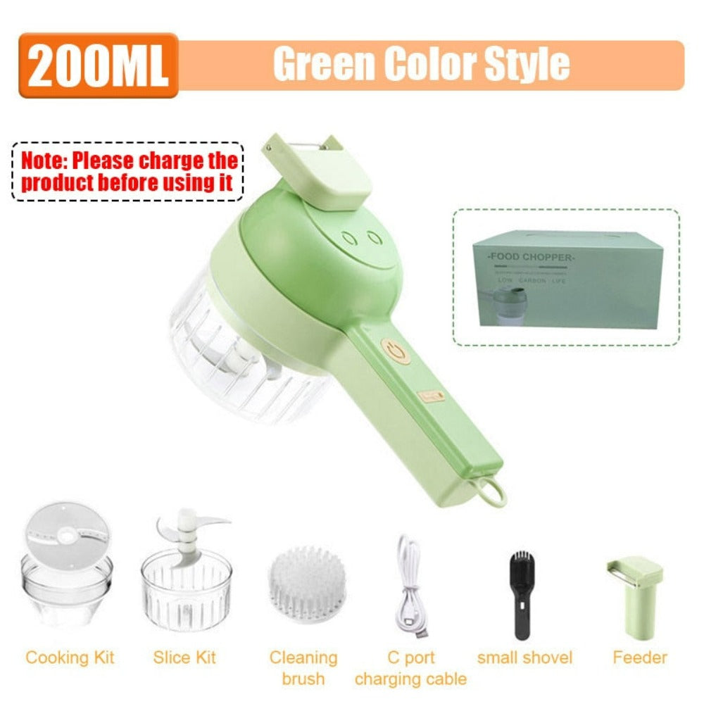 Portable 4-in-1 Electric Vegetable Slicer – Handheld Food Cutter & Chopper🥕🔪