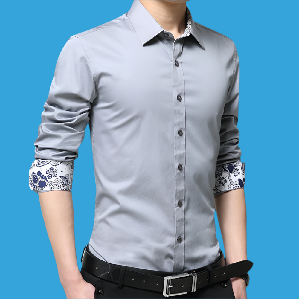 👔 Men's Button Down Shirt with Oriental Inner Details – Unique & Stylish Design ✨