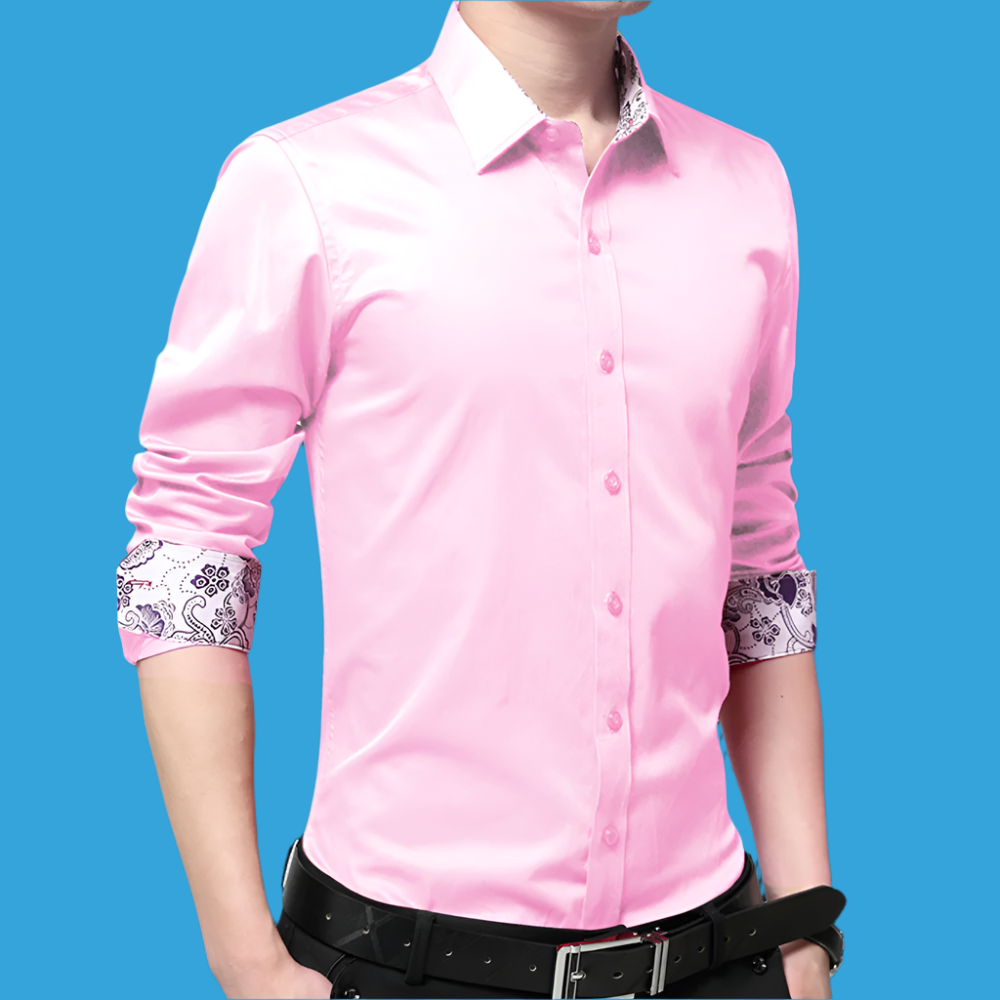 👔 Men's Button Down Shirt with Oriental Inner Details – Unique & Stylish Design ✨