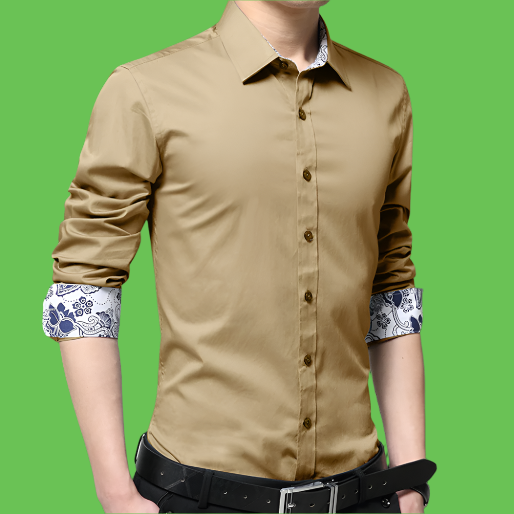 👔 Men's Button Down Shirt with Oriental Inner Details – Unique & Stylish Design ✨