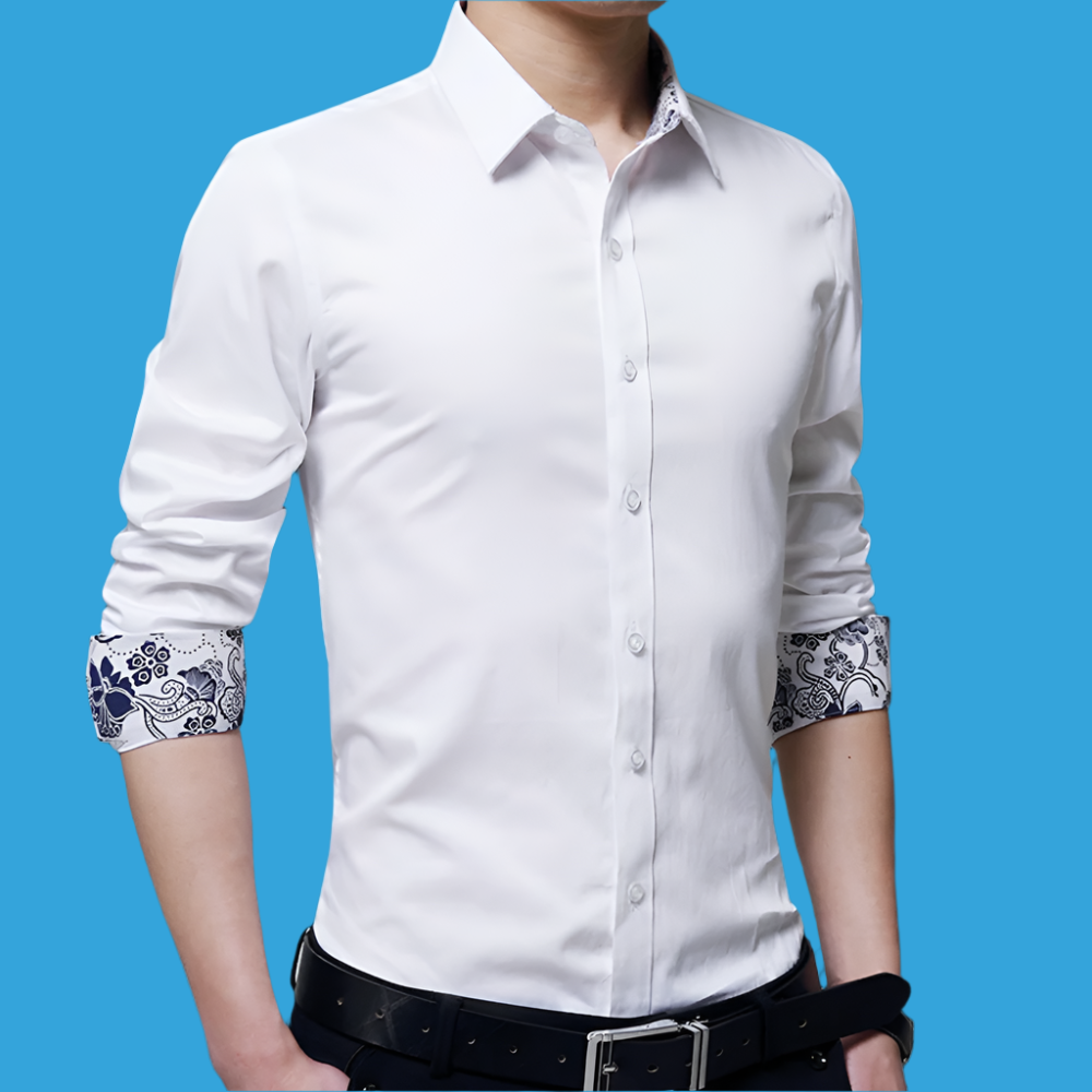 👔 Men's Button Down Shirt with Oriental Inner Details – Unique & Stylish Design ✨