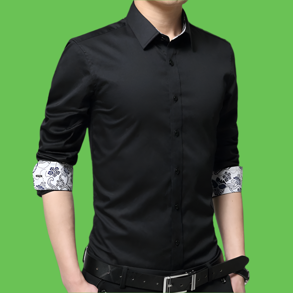 👔 Men's Button Down Shirt with Oriental Inner Details – Unique & Stylish Design ✨