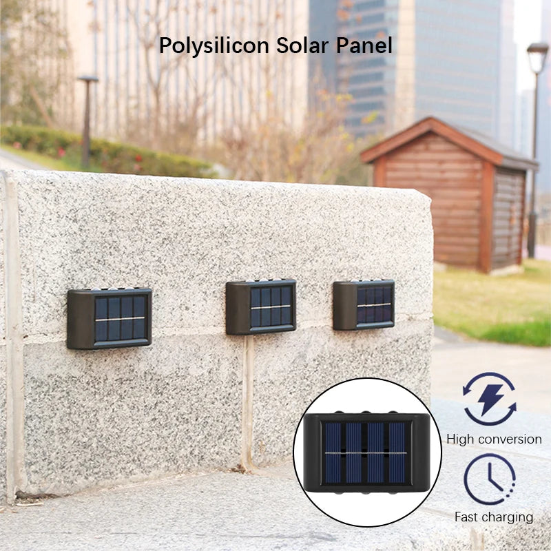 "🌞 6LED Solar Wall Lights – Waterproof Outdoor Up & Down Ambient Lamp 💡"