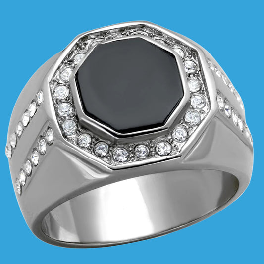 💍 Men's Stainless Steel Crystal Ring – Elegant and Stylish TK2066 Design ✨