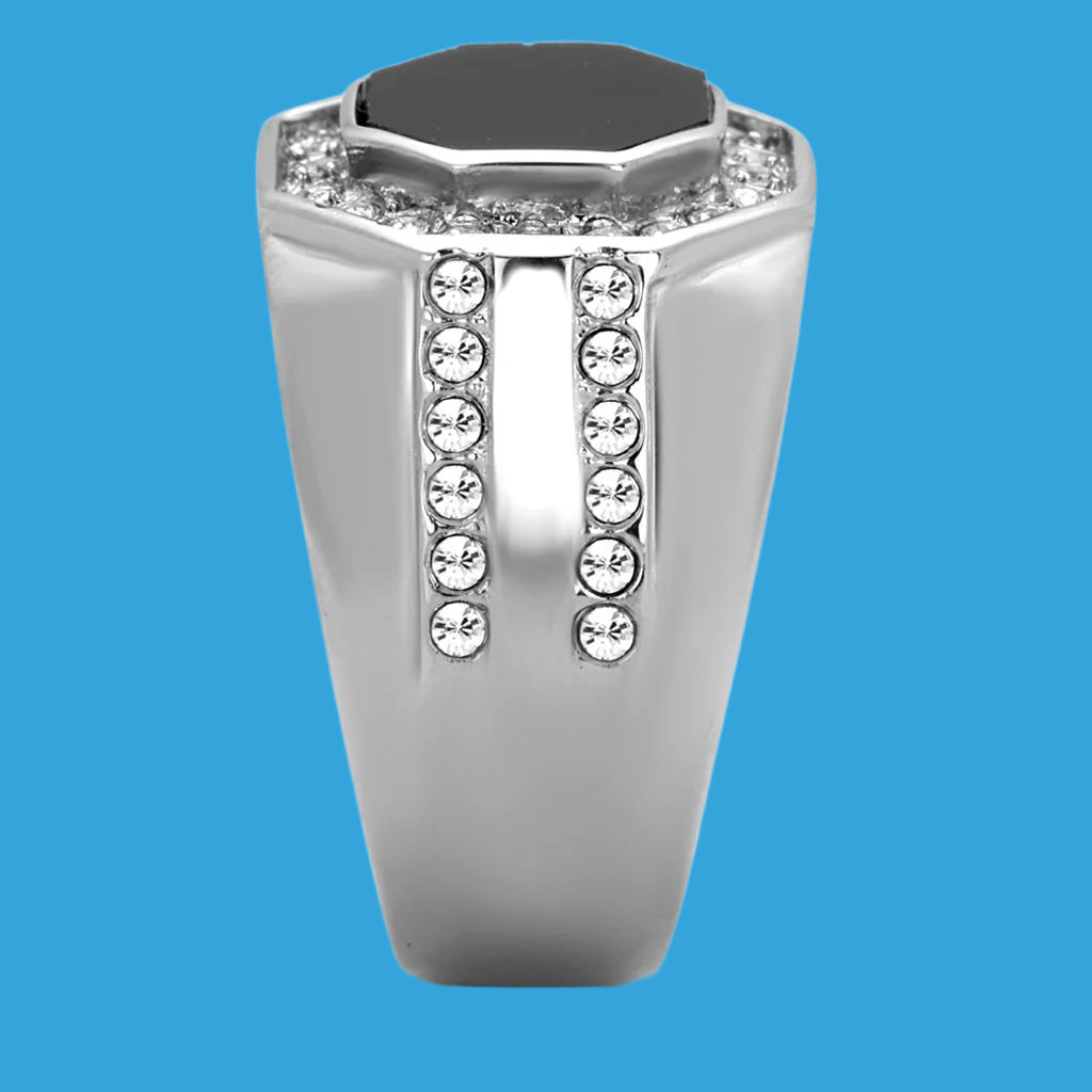 💍 Men's Stainless Steel Crystal Ring – Elegant and Stylish TK2066 Design ✨