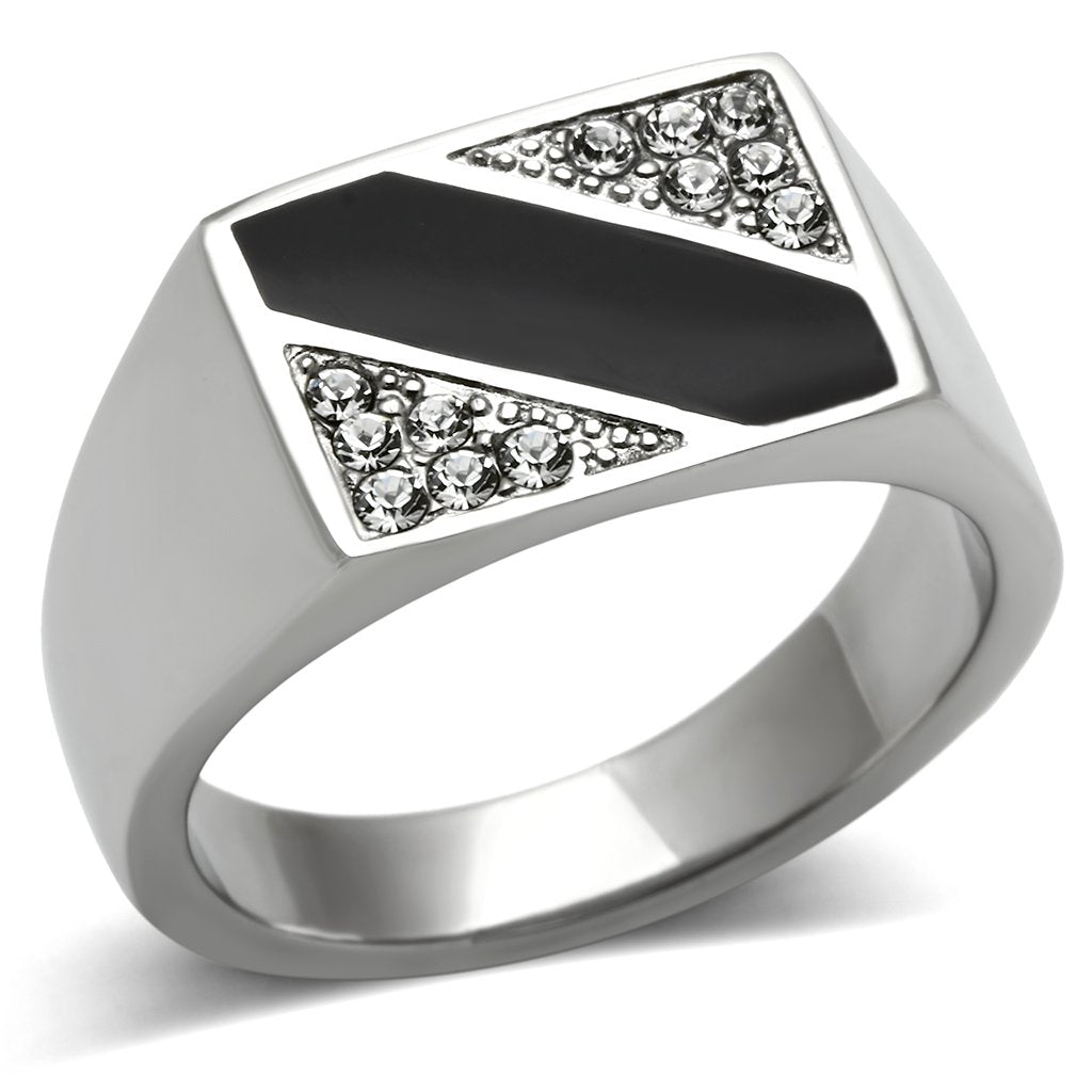 ✨ Bold & Elegant: Men's Stainless Steel Crystal Ring TK387 💍🔥