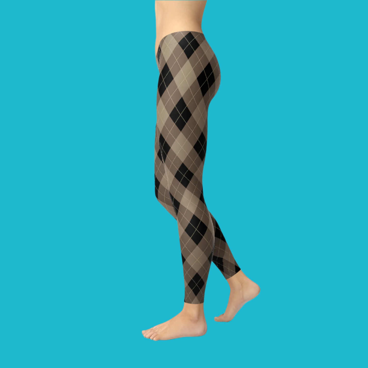 🌾 Women's Beige Brown Argyle Leggings – Trendy, Comfortable & Stylish Fit