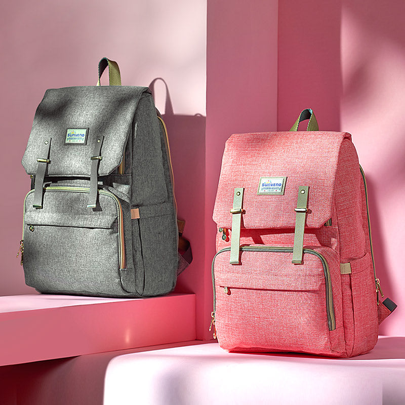 🎒 Canvas Diaper Bag Travel Backpack – Stylish & Spacious for On-the-Go Parents! 👶✨