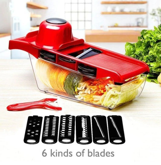 🔪 Stainless Steel 6-Blade Vegetable Slicer – Effortless Precision Cutting! 🥕🥒✨