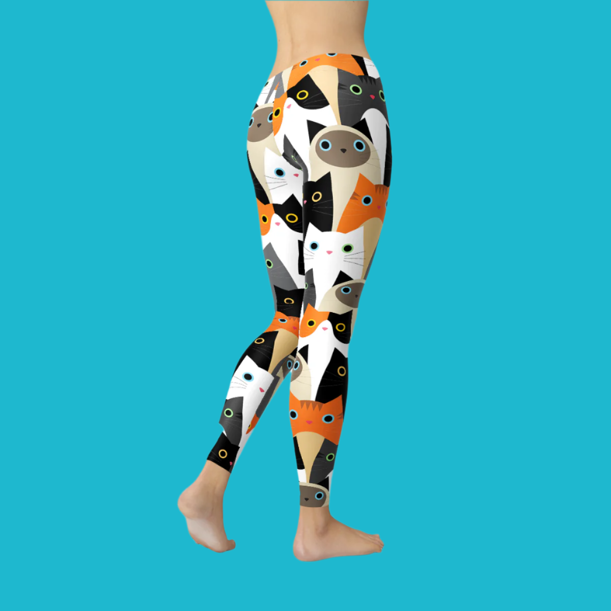 Women's All-Over Print Cats Leggings 🐱 - Cute & Fun Cat Design 🐾