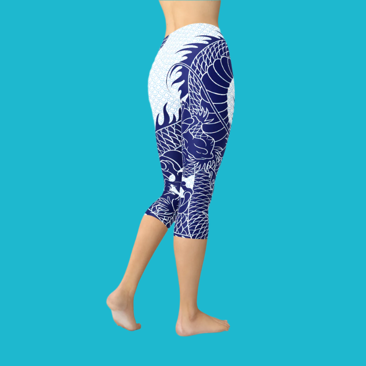 Women's Japanese Dragon Capri Leggings 🐉🔥 - Bold & Stylish Workout Wear