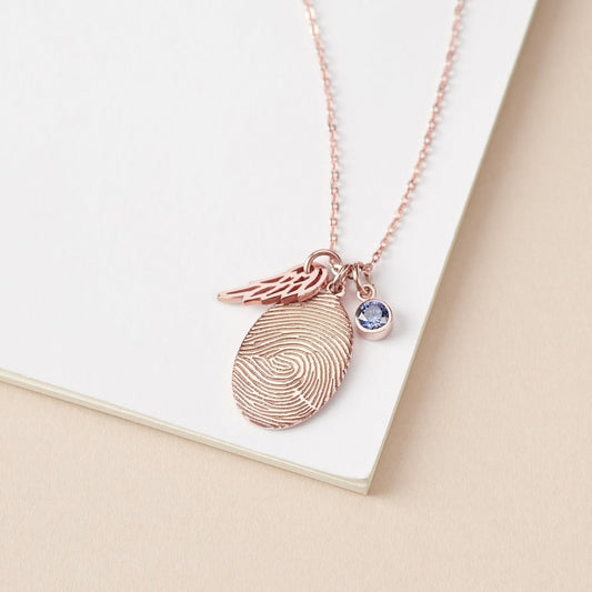 💎 Personalized Fingerprint Necklace – Custom Jewelry with Birthstone ✨