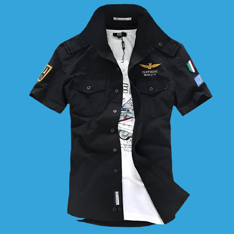 Mens Short Sleeve Military Style Shirt