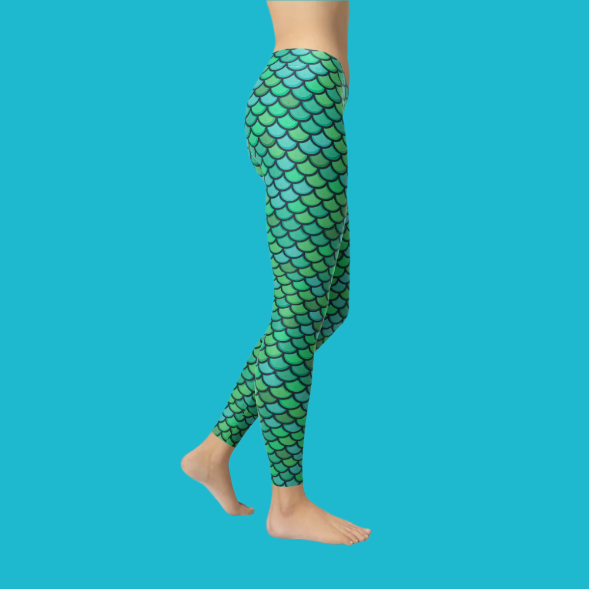 Women's Enchanting Green Mermaid Scale Leggings – Mystical & Stylish Activewear✨🐚