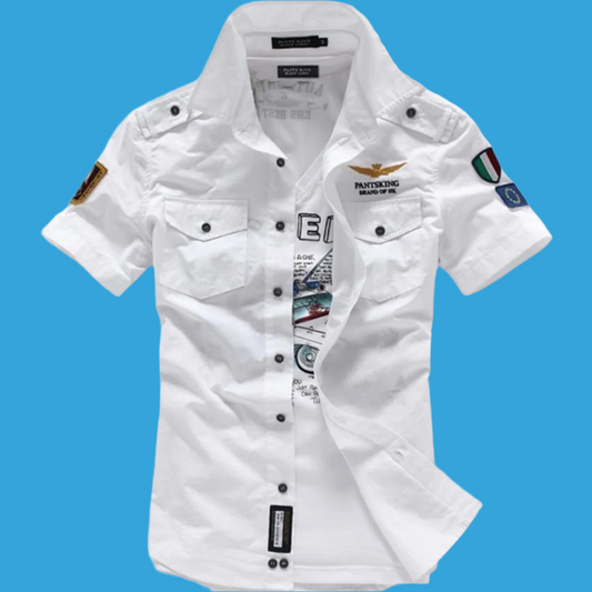 Mens Short Sleeve Military Style Shirt