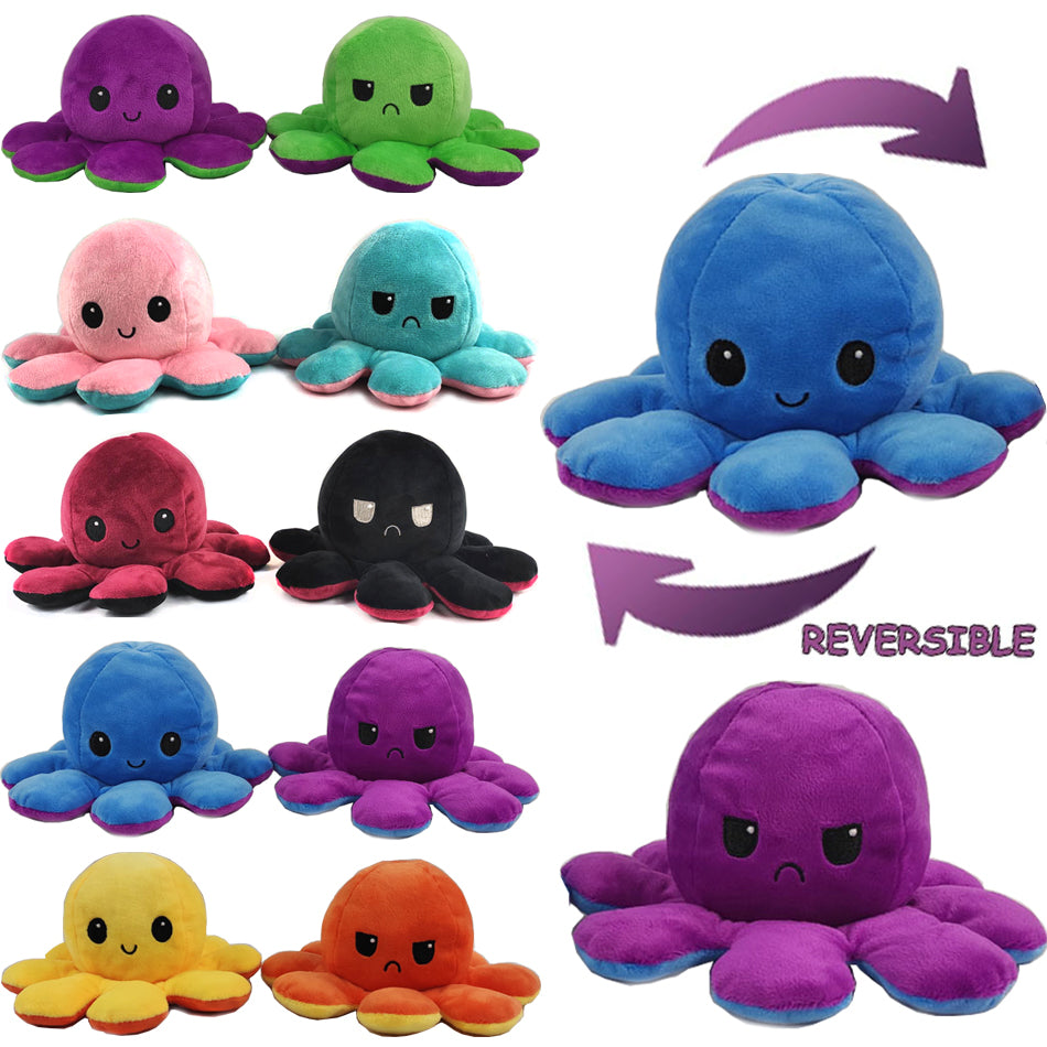 Reversible Flip Octopus Stuffed Plush Doll 🐙 - Soft & Colorful Toy for All Ages 🌈