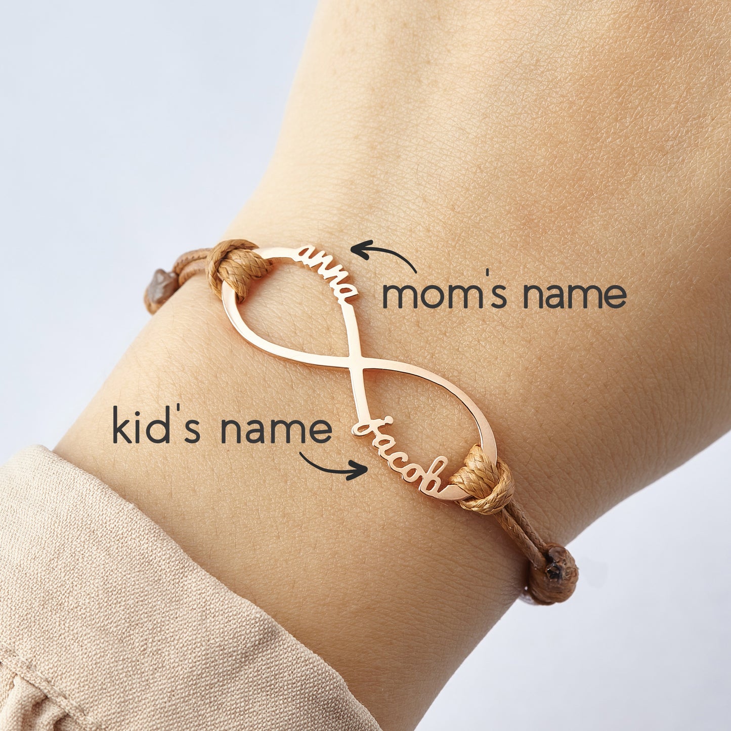 ♾️ Personalized Mom Bracelet – Infinity Bracelet with Kids' Names 💖✨