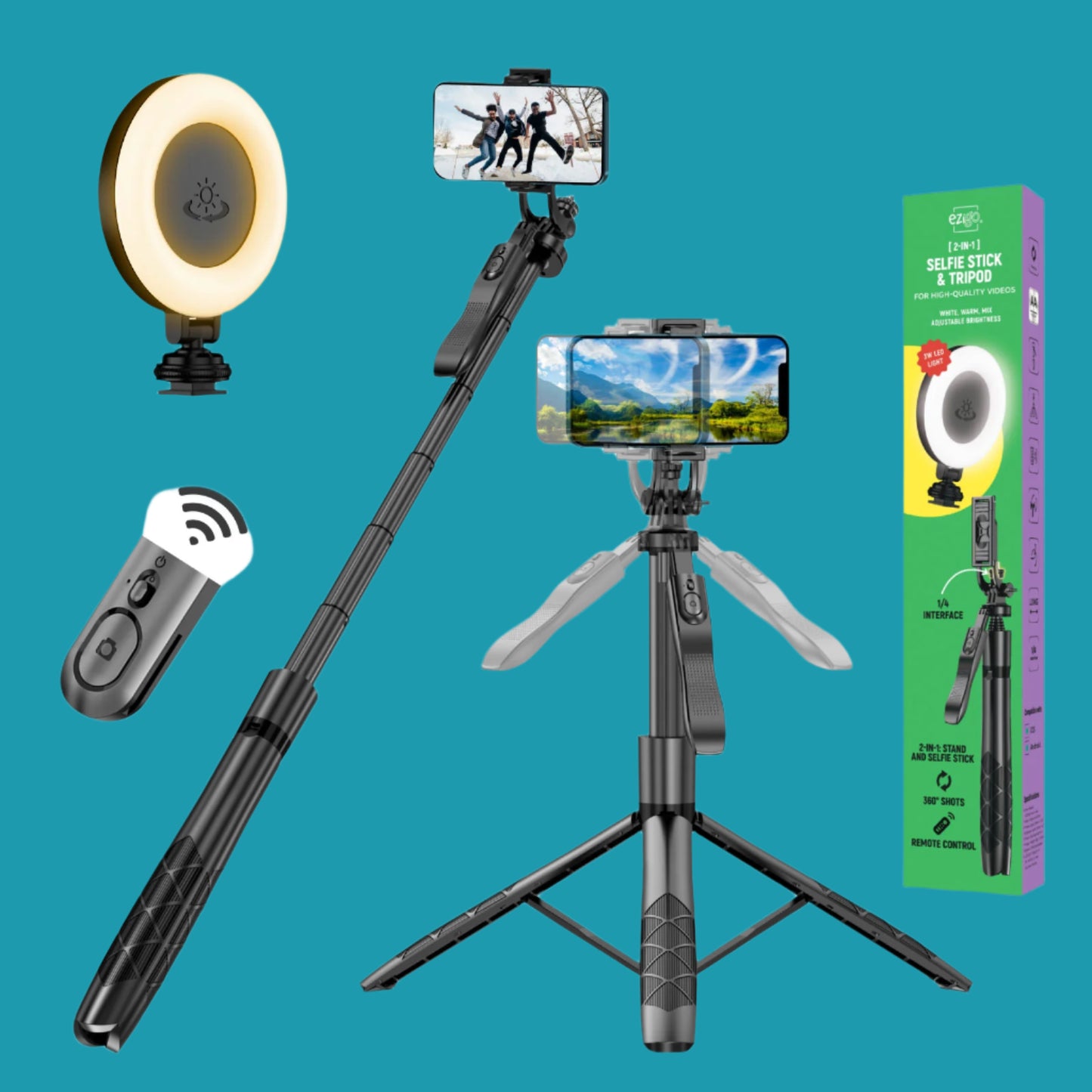 📱 62-Inch Phone Tripod & Selfie Stick with Remote: Perfect for Photos & Videos!