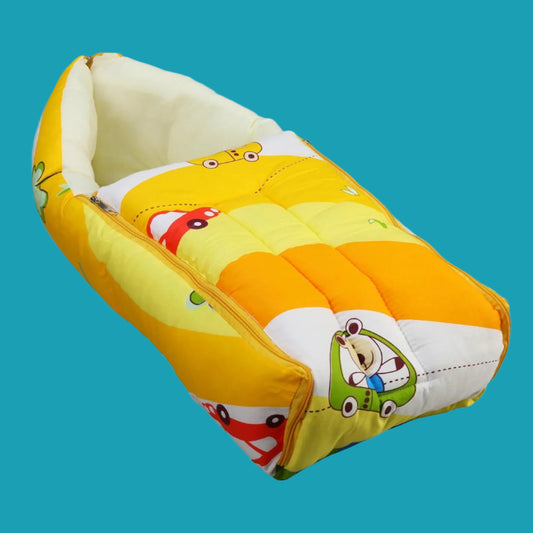 3-in-1 Baby Bed, Sleeping Bag & Carry Nest | Cotton Bedding for Newborns in Yellow 👶💛