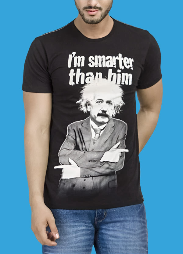 👕 Einstein Black Half Sleeve Men’s T-Shirt – Bold & Stylish Graphic Tee for Intellectuals 💡