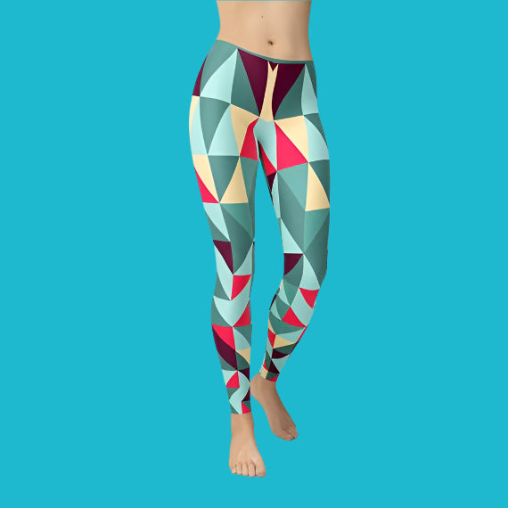 ✨ Women's Leggings with Colorful Geometric Triangles – Stylish, Trendy & Comfortable! 💫