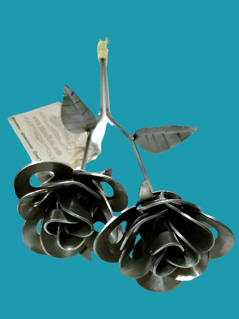 🌹 Steampunk Metal Rose Pair - Unique Metal Rose Sculptures, Elegant Metal Roses 🌹