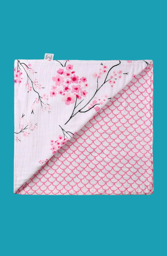 Organic Snug Blanket - Cherry Blossom: Soft, Reversible & Perfect for Baby Cuddles 🌸