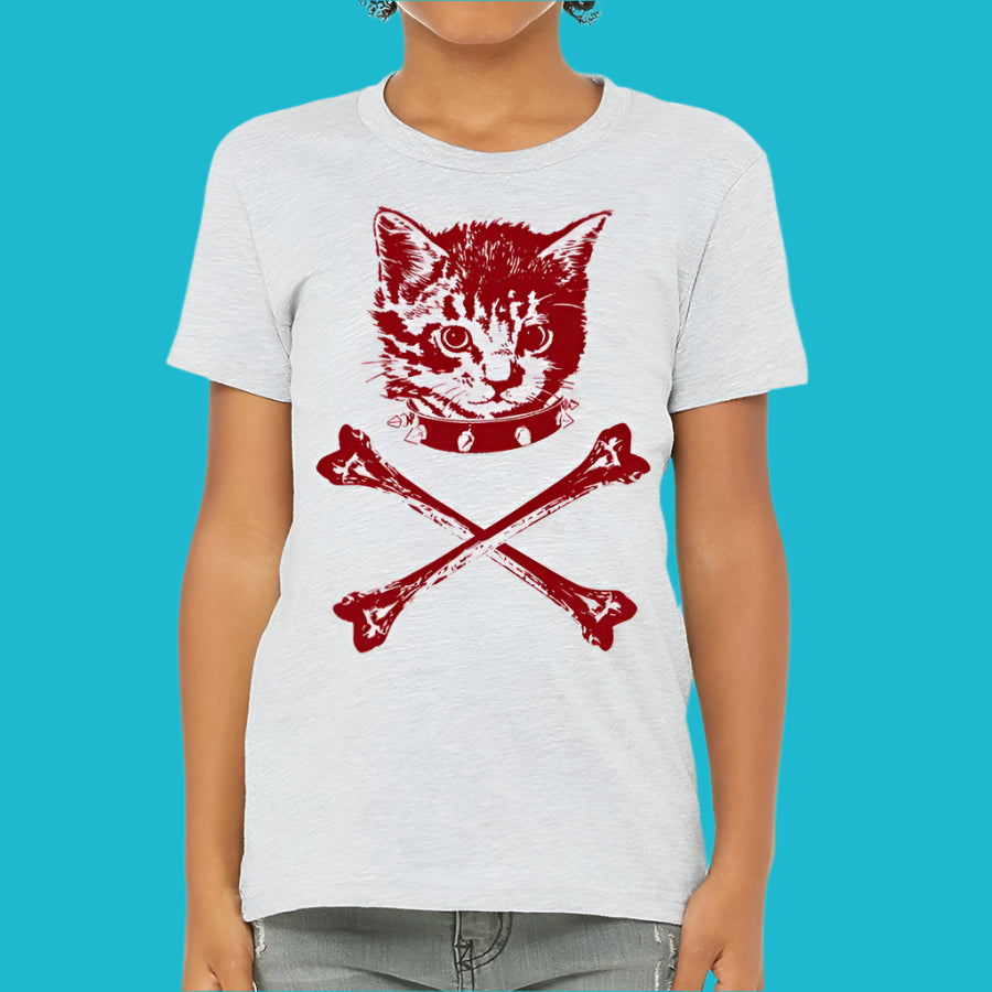 😺 Kitten Crossbones T-Shirt – Cute & Edgy Cat Lover Tee ☠️✨