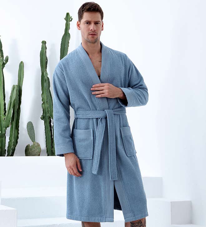 Men's Organic Turkish Cotton Terry Kimono Robe 🌿🛁 - Soft & Comfortable Terry Cloth Bathrobe